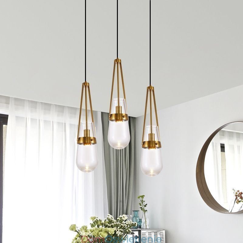 Wisząca lampa szklana w kształcie kropli wody Nowoczesna minimalistyczna lampa sufitowa z kutego żelaza