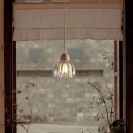 Szklana lampa wisząca w stylu retro pasterskim, lampa sufitowa na wyspę, drewno kauczukowe, dekoracyjna lampa