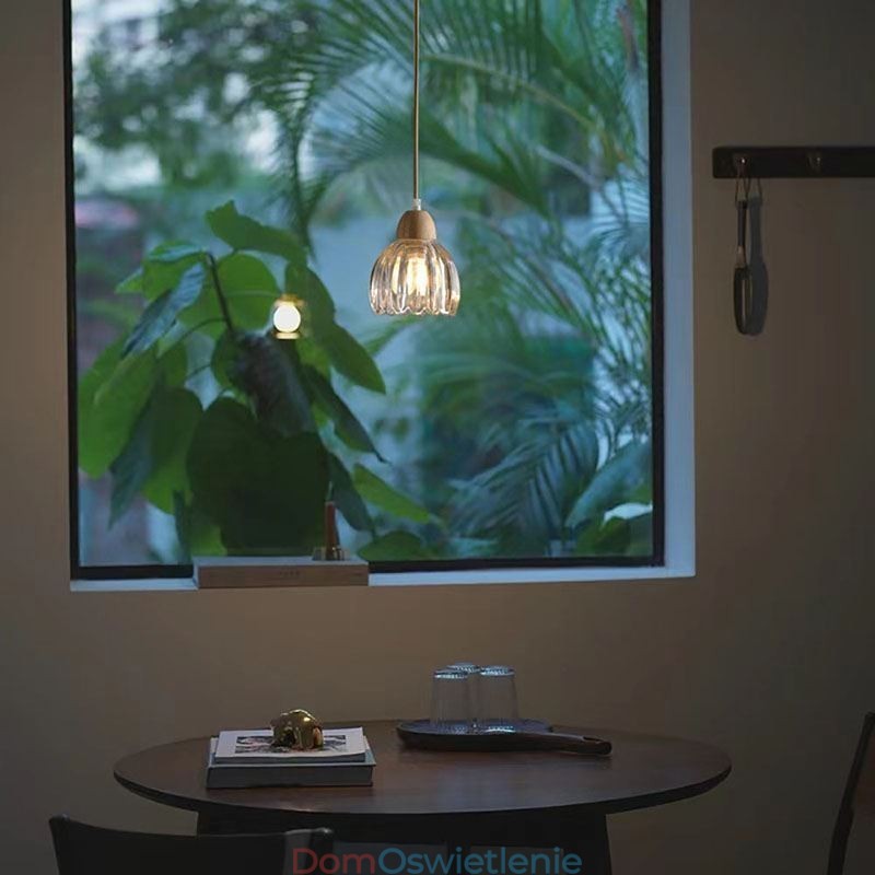 Szklana lampa wisząca w stylu retro pasterskim, lampa sufitowa na wyspę, drewno kauczukowe, dekoracyjna lampa