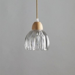 Szklana lampa wisząca w stylu retro pasterskim, lampa sufitowa na wyspę, drewno kauczukowe, dekoracyjna lampa