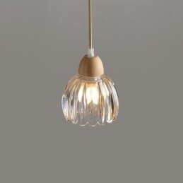 Szklana lampa wisząca w stylu retro pasterskim, lampa sufitowa na wyspę, drewno kauczukowe, dekoracyjna lampa