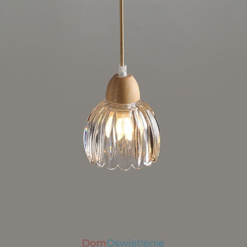 Szklana lampa wisząca w stylu retro pasterskim, lampa sufitowa na wyspę, drewno kauczukowe, dekoracyjna lampa