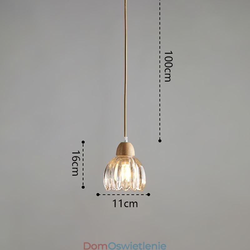 Szklana lampa wisząca w stylu retro pasterskim, lampa sufitowa na wyspę, drewno kauczukowe, dekoracyjna lampa