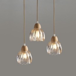 Szklana lampa wisząca w stylu retro pasterskim, lampa sufitowa na wyspę, drewno kauczukowe, dekoracyjna lampa
