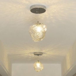 Szklana lampa wisząca retro dekoracyjna lampa klosz w kształcie kostki lodu