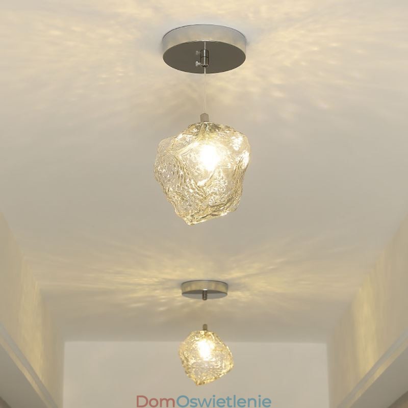 Szklana lampa wisząca retro dekoracyjna lampa klosz w kształcie kostki lodu