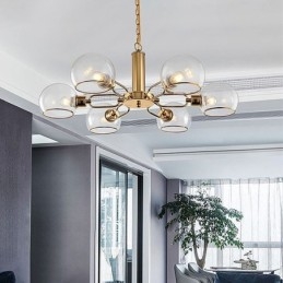 Szklana lampa wisząca Nowoczesna minimalistyczna lampa sufitowa z kutego żelaza