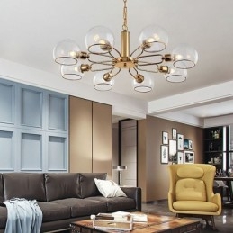 Szklana lampa wisząca Nowoczesna minimalistyczna lampa sufitowa z kutego żelaza