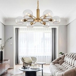 Szklana lampa wisząca Nowoczesna minimalistyczna lampa sufitowa z kutego żelaza