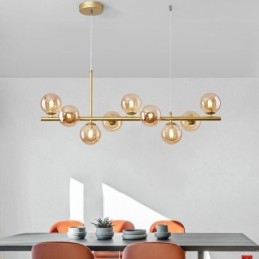 Wisząca lampa Nowoczesna prosta magiczna fasolka Molekularna kute żelazo Szklana lampa sufitowa