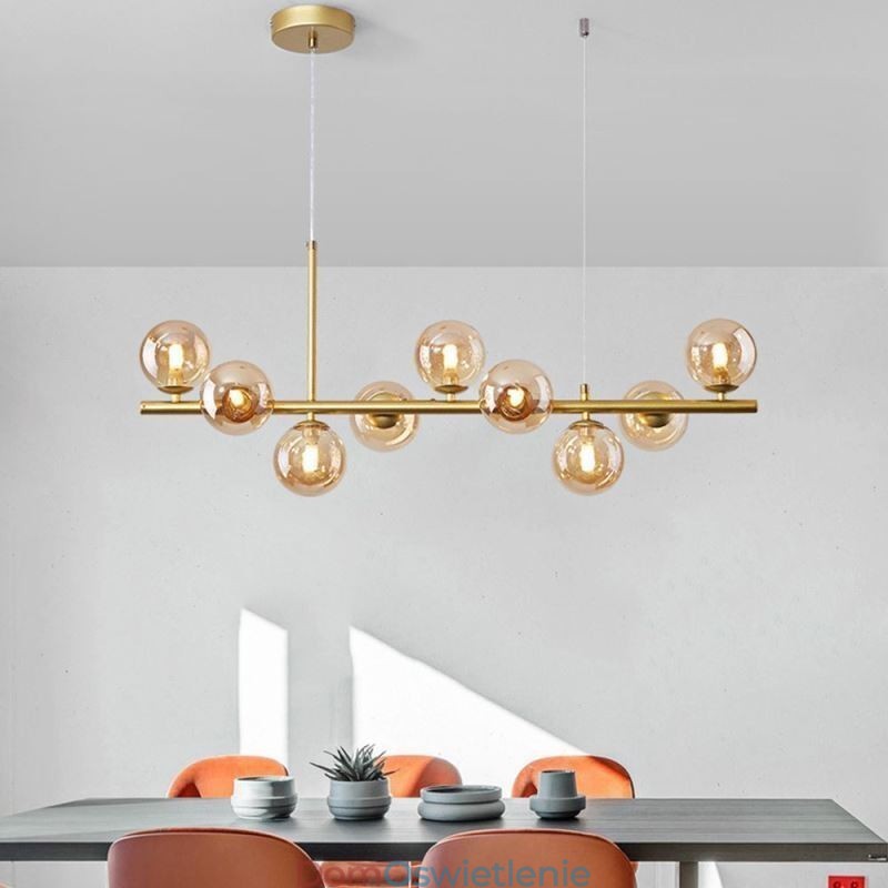 Wisząca lampa Nowoczesna prosta magiczna fasolka Molekularna kute żelazo Szklana lampa sufitowa