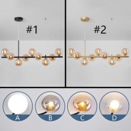 Wisząca lampa Nowoczesna prosta magiczna fasolka Molekularna kute żelazo Szklana lampa sufitowa