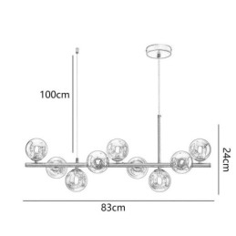 Wisząca lampa Nowoczesna prosta magiczna fasolka Molekularna kute żelazo Szklana lampa sufitowa