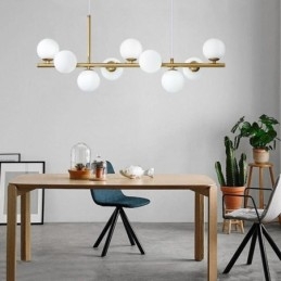 Wisząca lampa Nowoczesna prosta magiczna fasolka Molekularna kute żelazo Szklana lampa sufitowa