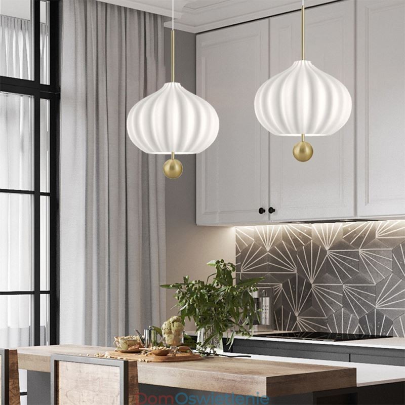 Nowoczesna biała szklana lampa wisząca w kształcie kuli, minimalistyczna lampa sufitowa