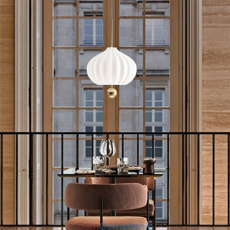 Nowoczesna biała szklana lampa wisząca w kształcie kuli, minimalistyczna lampa sufitowa