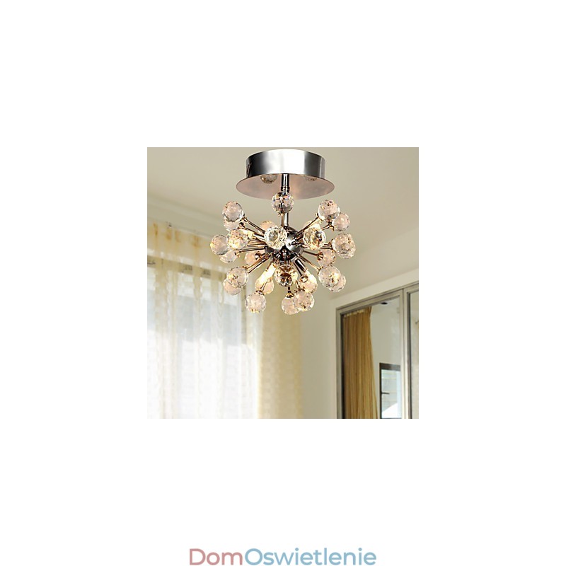 Nowoczesny współczesny kryształowy mini styl chromowany metalowy żyrandol montowany na płasko