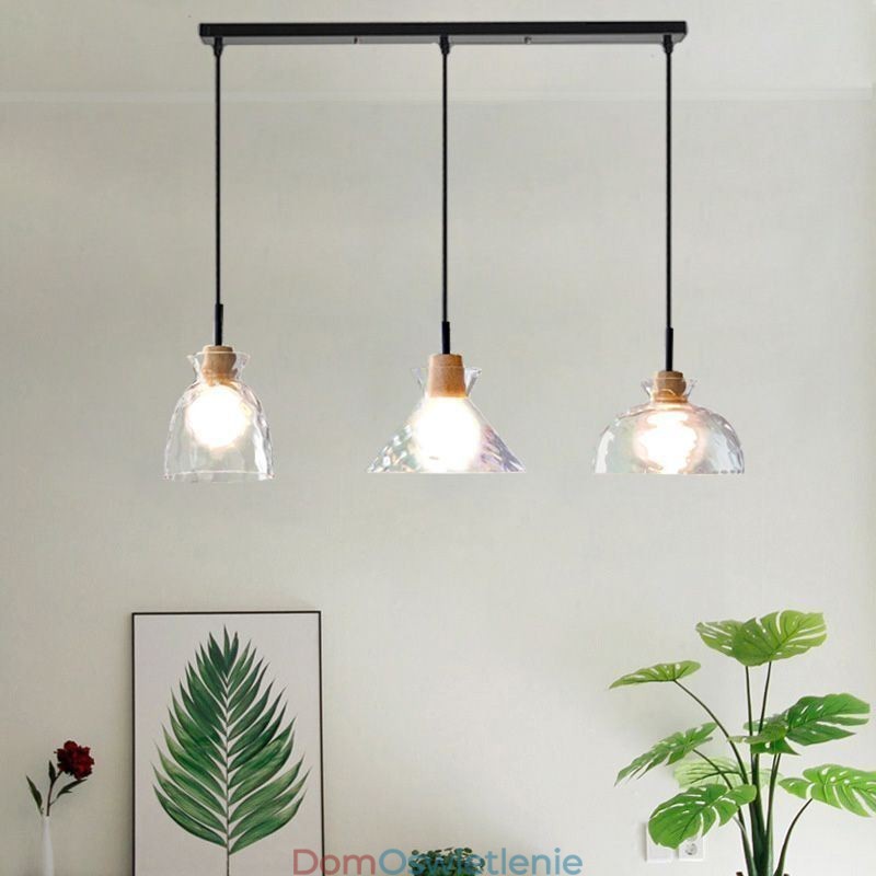 Nowoczesna prosta lampa wisząca, szkło przepuszczające wodę, 3 lampy sufitowe, lampka nocna
