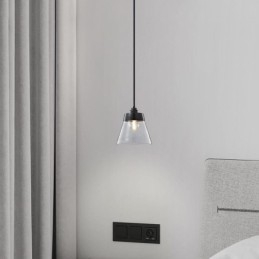 Nowoczesna lampa wisząca ze szkła, pojedyncza lampa wisząca z kloszem z przezroczystego szkła