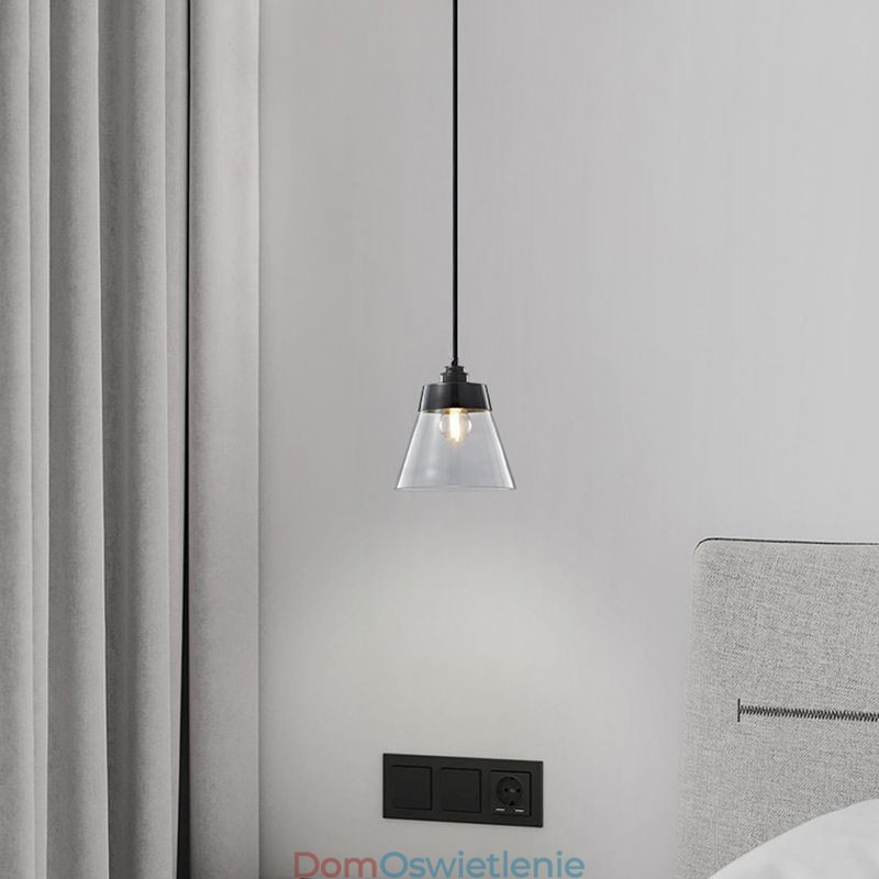 Nowoczesna lampa wisząca ze szkła, pojedyncza lampa wisząca z kloszem z przezroczystego szkła