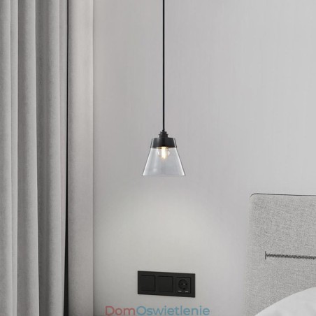 Nowoczesna lampa wisząca ze szkła, pojedyncza lampa wisząca z kloszem z przezroczystego szkła Nowoczesna lampa wisząca ze szkła, pojedyncza lampa wisząca z kloszem z przezroczystego szkła