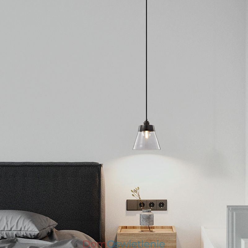 Nowoczesna lampa wisząca ze szkła, pojedyncza lampa wisząca z kloszem z przezroczystego szkła