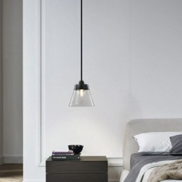 Nowoczesna lampa wisząca ze szkła, pojedyncza lampa wisząca z kloszem z przezroczystego szkła