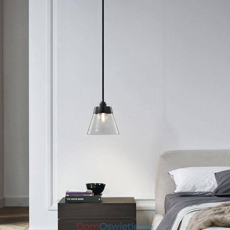 Nowoczesna lampa wisząca ze szkła, pojedyncza lampa wisząca z kloszem z przezroczystego szkła