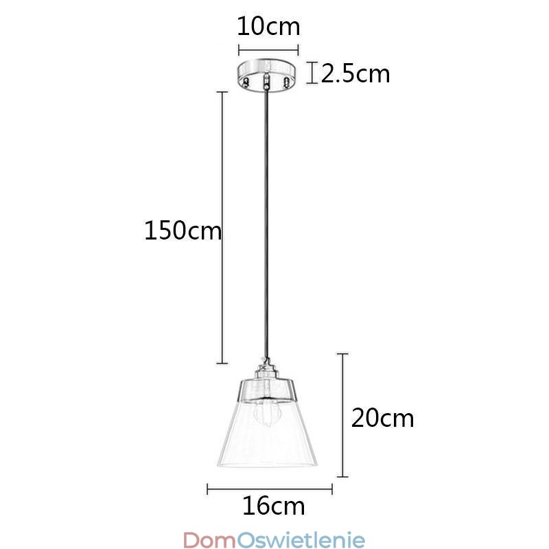 Nowoczesna lampa wisząca ze szkła, pojedyncza lampa wisząca z kloszem z przezroczystego szkła