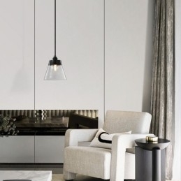 Nowoczesna lampa wisząca ze szkła, pojedyncza lampa wisząca z kloszem z przezroczystego szkła