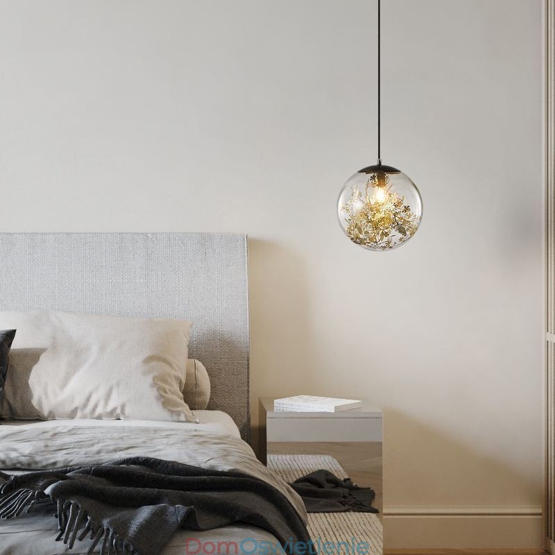 Szklana kula wisząca lampa liście świąteczne oświetlenie wiszące