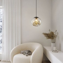 Szklana kula wisząca lampa liście świąteczne oświetlenie wiszące