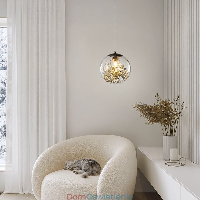 Szklana kula wisząca lampa liście świąteczne oświetlenie wiszące