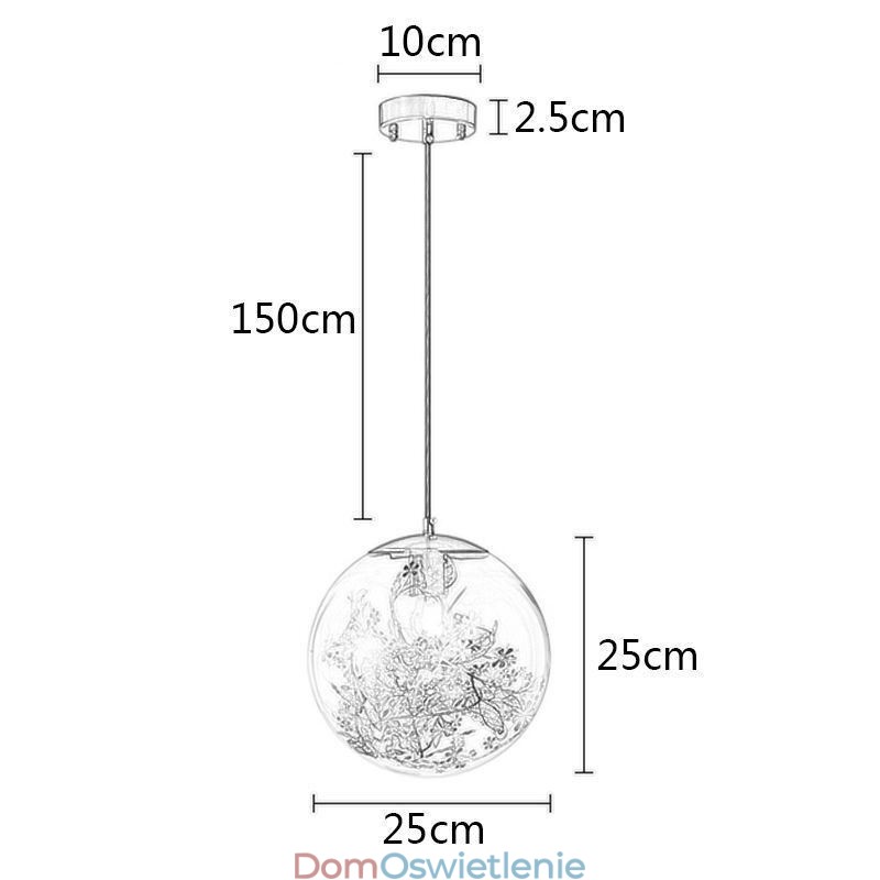 Szklana kula wisząca lampa liście świąteczne oświetlenie wiszące
