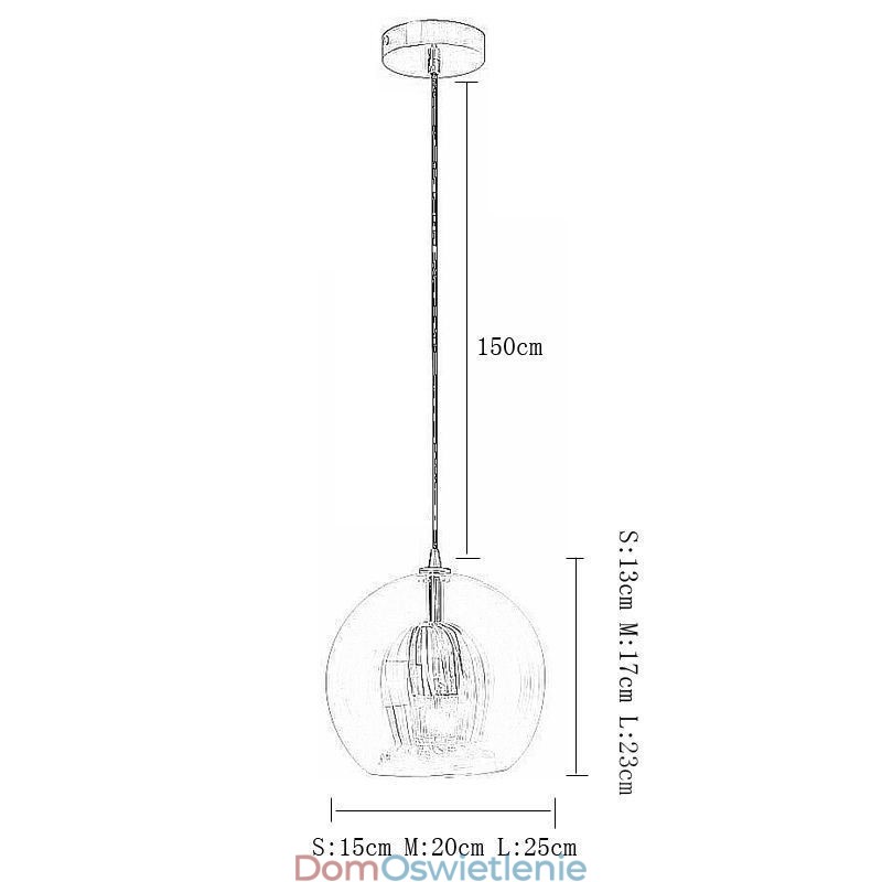 Nowoczesna szklana lampa wisząca pojedyncza głowica