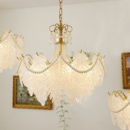 Europejska szklana lampa wisząca Post Modern Leaf wisząca lampa