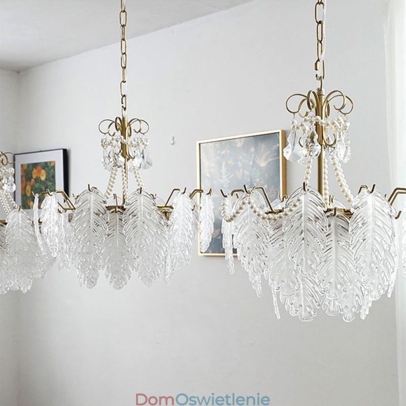 Elegancka szklana lampa wisząca Liść wiszący
