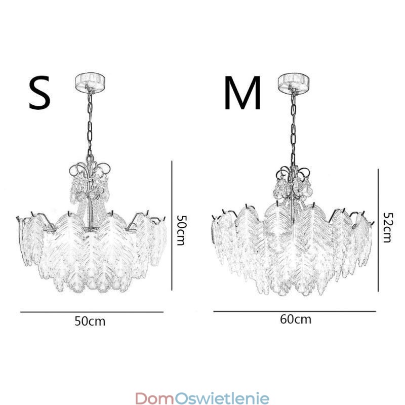 Elegancka szklana lampa wisząca Liść wiszący