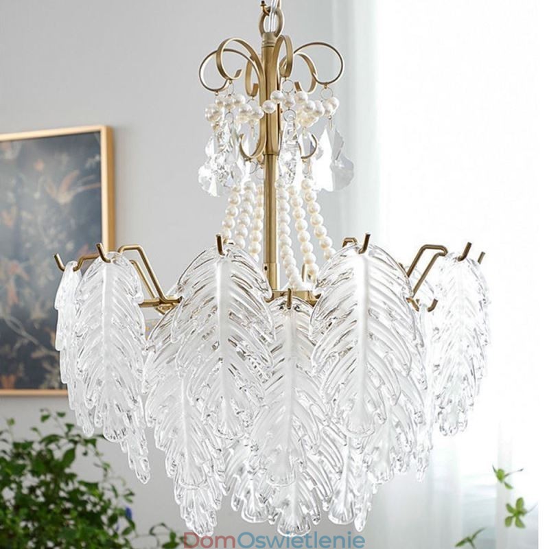 Elegancka szklana lampa wisząca Liść wiszący
