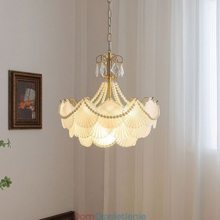 Europejska szklana lampa wisząca Elegancka lampa wisząca w kształcie muszli Europejska szklana lampa wisząca Elegancka lampa wisząca w kształcie muszli