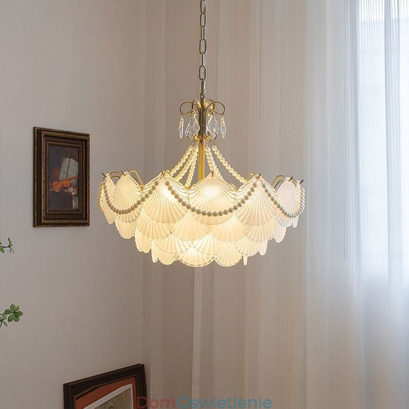 Europejska szklana lampa wisząca Elegancka lampa wisząca w kształcie muszli