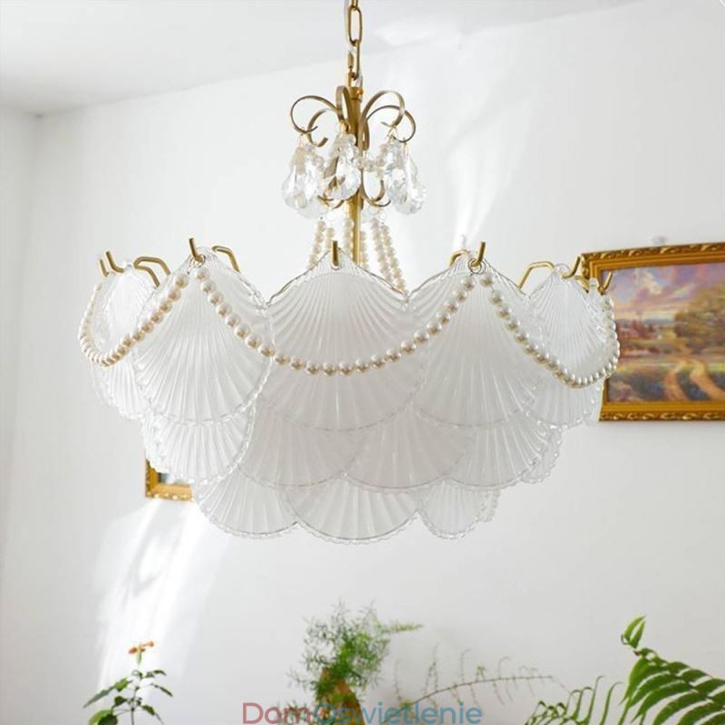 Europejska szklana lampa wisząca Elegancka lampa wisząca w kształcie muszli
