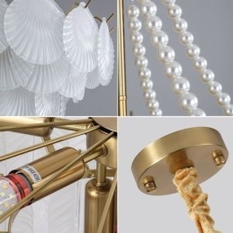 Europejska szklana lampa wisząca Elegancka lampa wisząca w kształcie muszli
