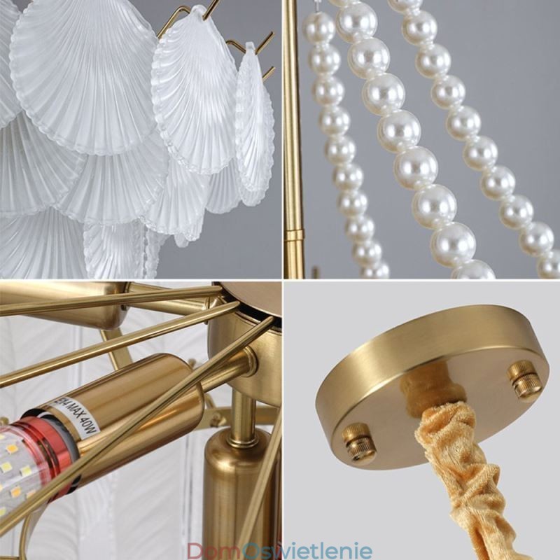 Europejska szklana lampa wisząca Elegancka lampa wisząca w kształcie muszli