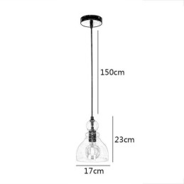 Nowoczesna lampa wisząca z żelaza, szklana tykwa, lampa wisząca