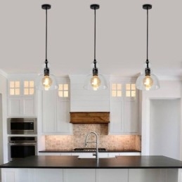 Nowoczesna lampa wisząca z żelaza, szklana tykwa, lampa wisząca