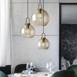 3-punktowa lampa wisząca z kloszem szklanym