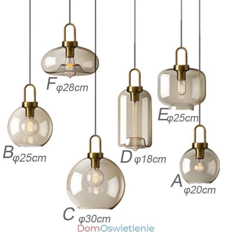 3-punktowa lampa wisząca z kloszem szklanym