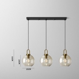 3-punktowa lampa wisząca z kloszem szklanym