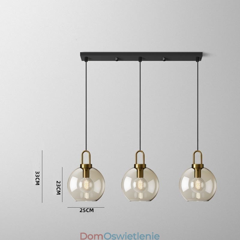 3-punktowa lampa wisząca z kloszem szklanym